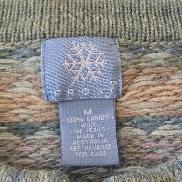 Vintage Frost Lambs Wool Cardigan Sweater M Nordic Fair Isle Hook Cottagecore - Picture 6 of 7